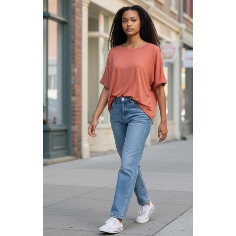 Chris & Carol Womens Small Dusty Rose Knit Dolman Sleeve‎ High Low Top Shirt NEW